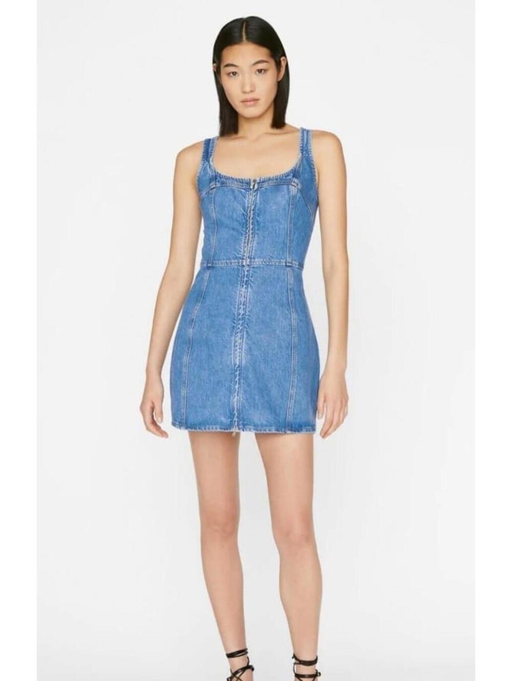 FRAME Denim Bustier Zip Dress (XL)